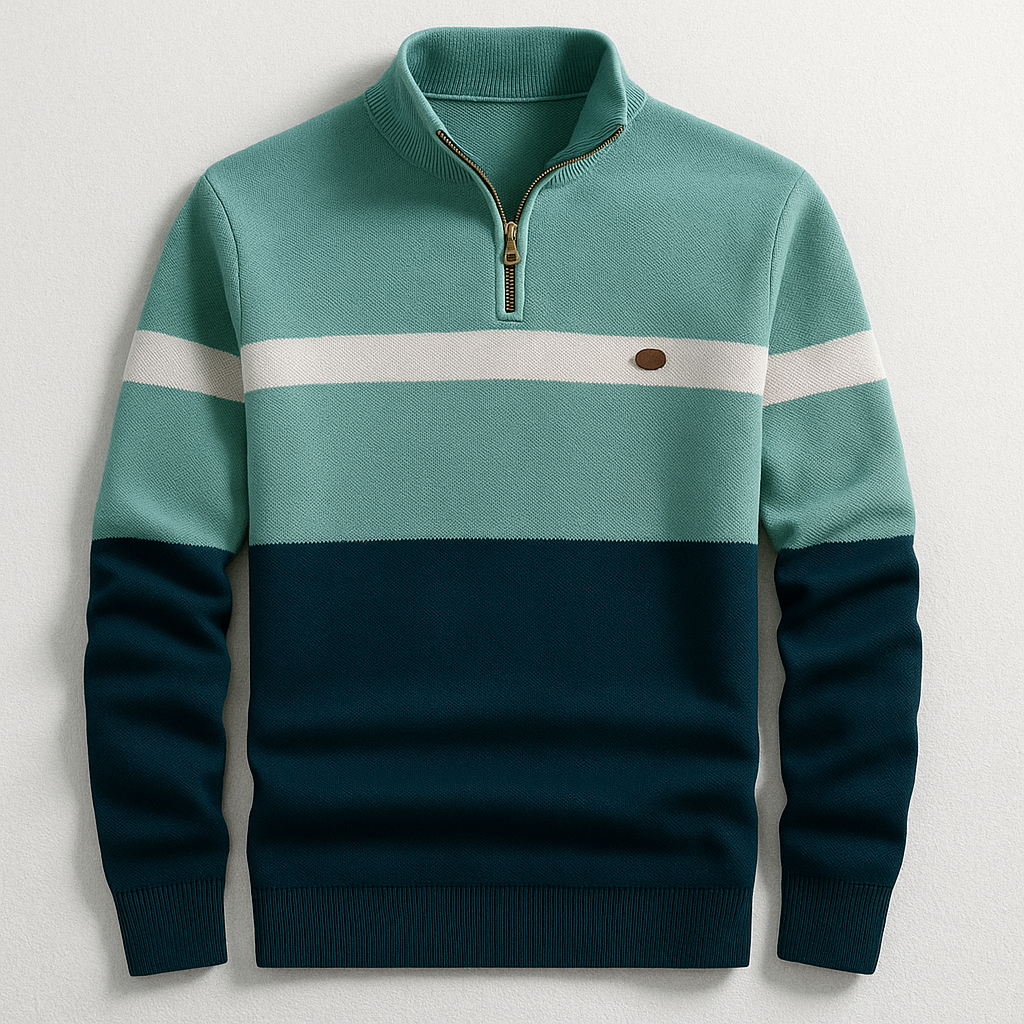 Striped Full-Zip Knit Cardigan