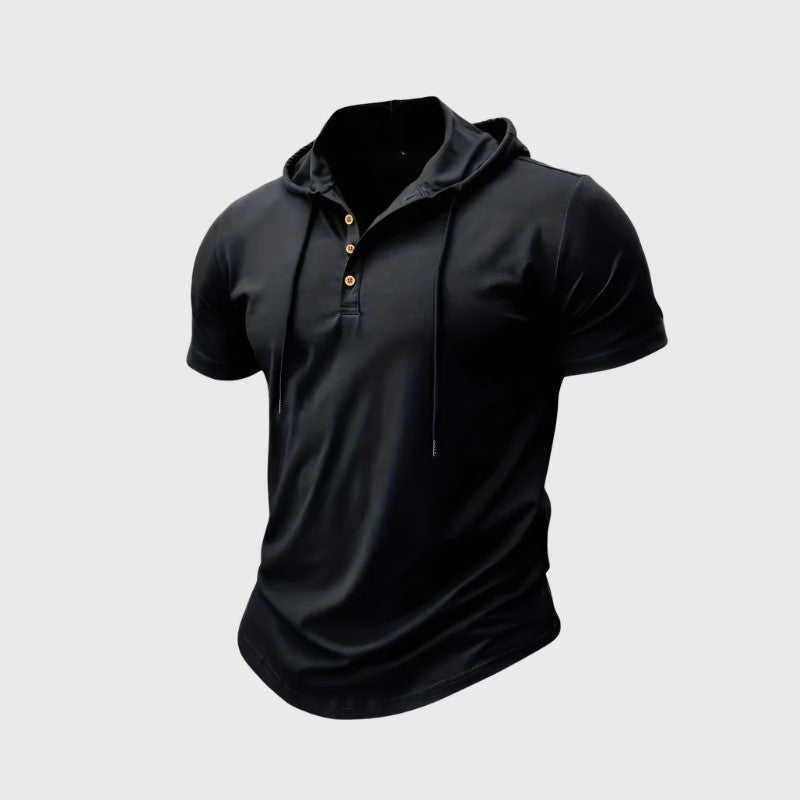 Hooded Linen-Look Henley