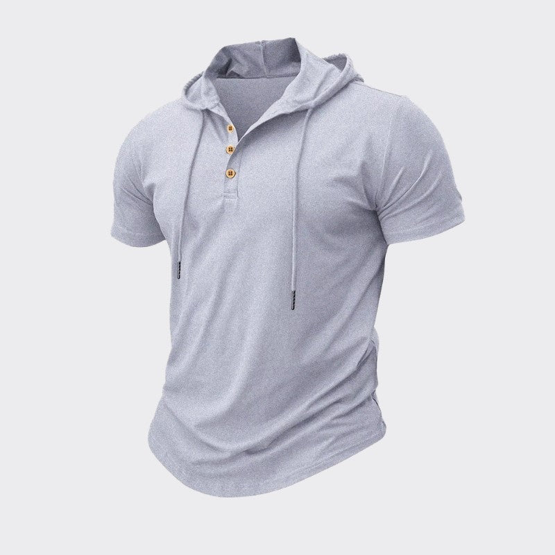 Hooded Linen-Look Henley