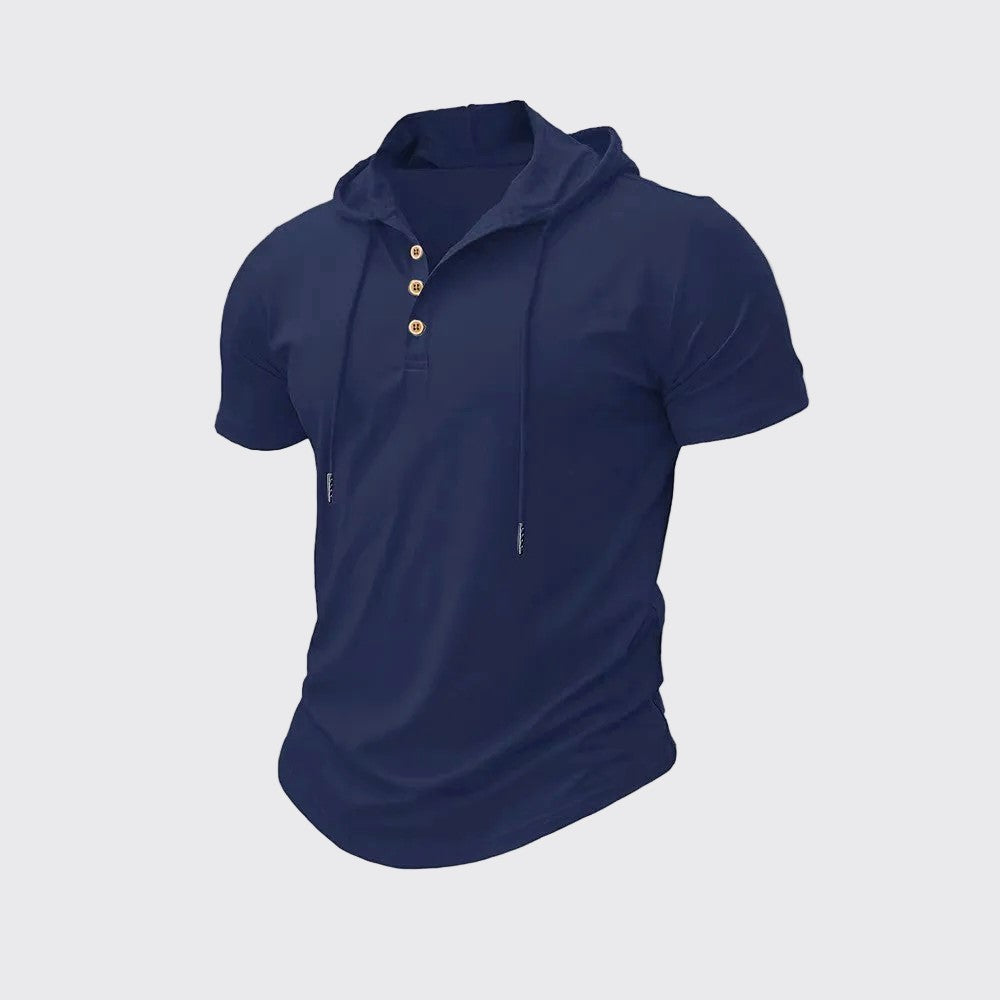 Hooded Linen-Look Henley