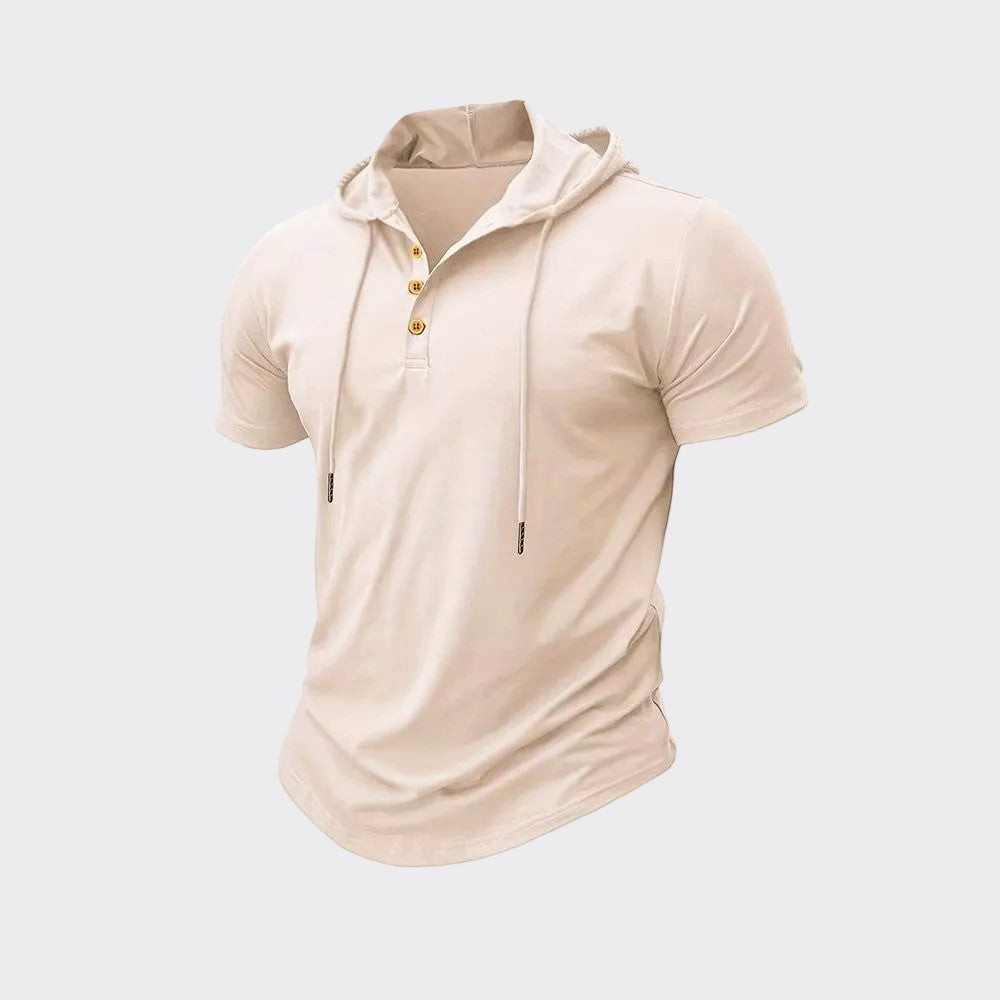 Hooded Linen-Look Henley