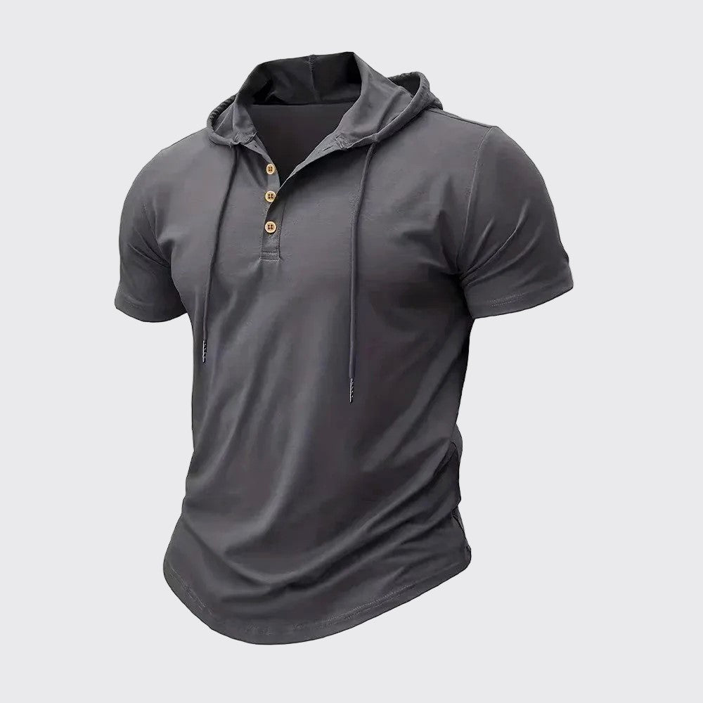 Hooded Linen-Look Henley