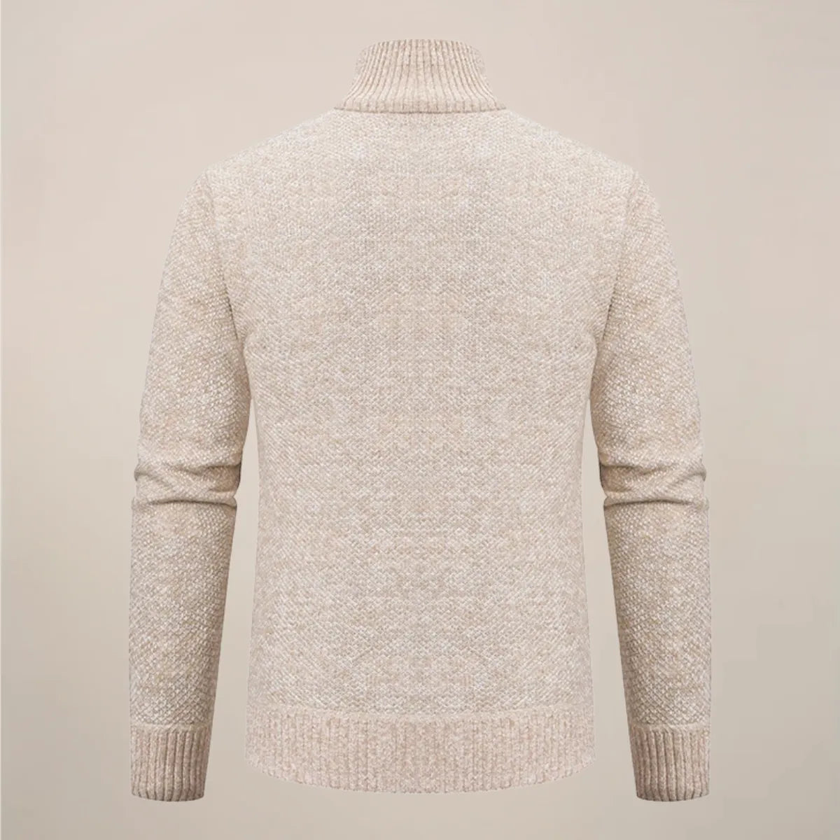 Zip-Up Stand Collar Knit Cardigan