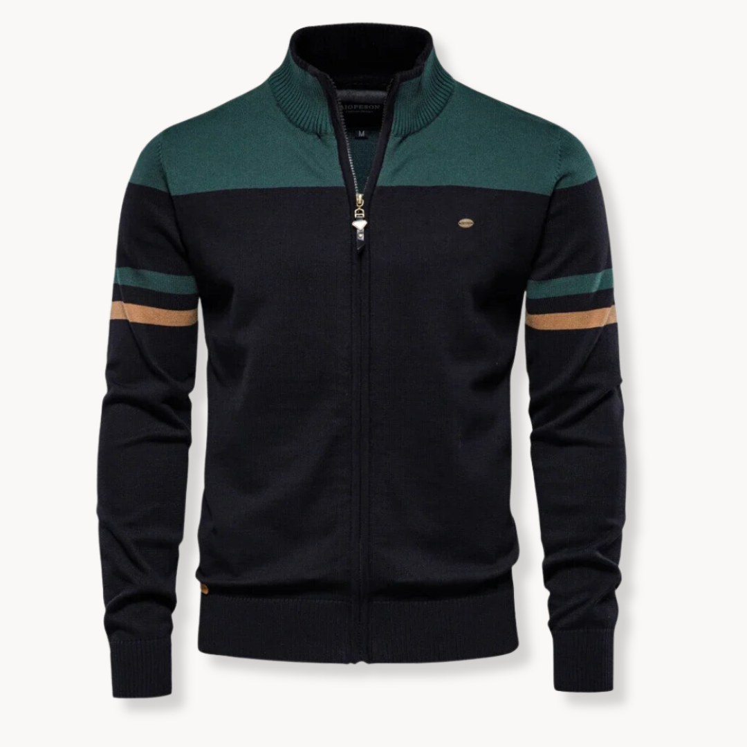 Full-Zip Cotton Knit Sweater