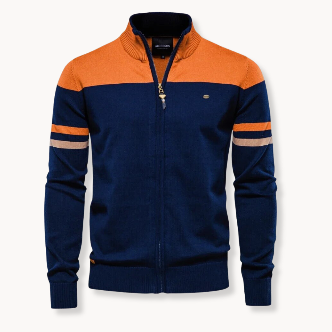 Full-Zip Cotton Knit Sweater