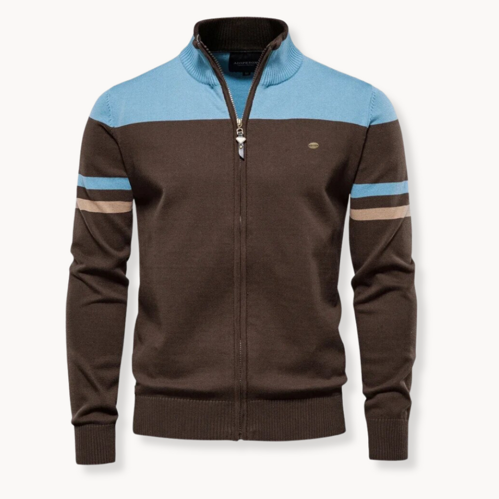 Full-Zip Cotton Knit Sweater