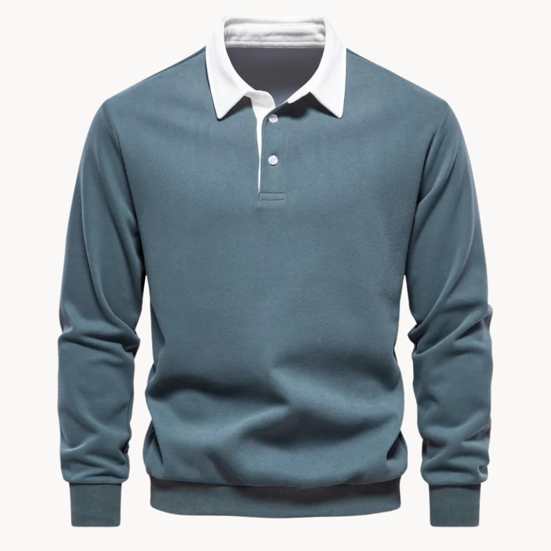 Contrast Collar Polo Sweatshirt