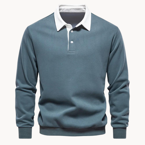 Contrast Collar Polo Sweatshirt