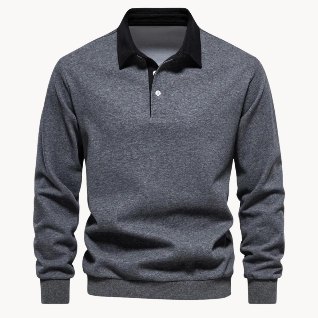 Contrast Collar Polo Sweatshirt