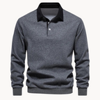 Contrast Collar Polo Sweatshirt