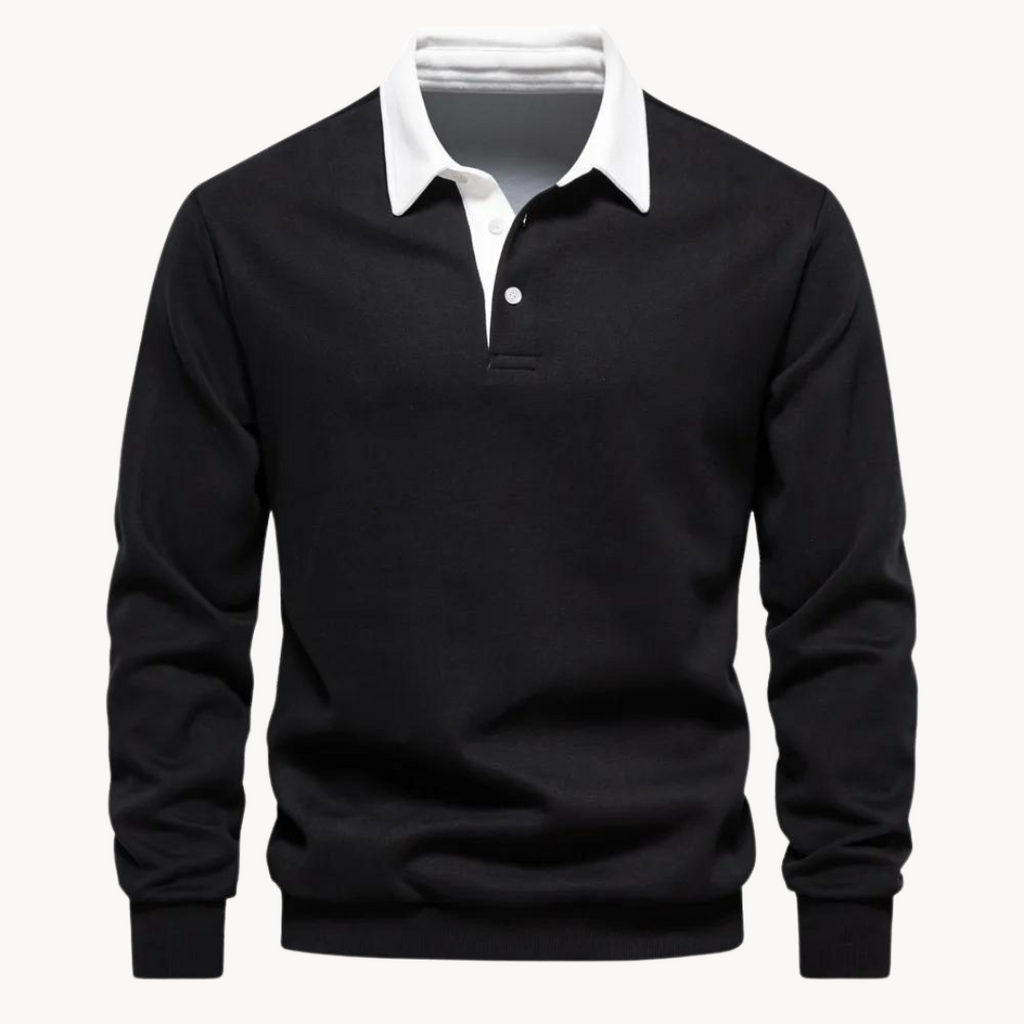 Contrast Collar Polo Sweatshirt