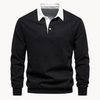 Contrast Collar Polo Sweatshirt