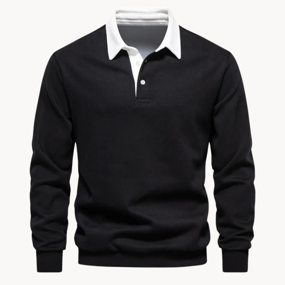 Contrast Collar Polo Sweatshirt