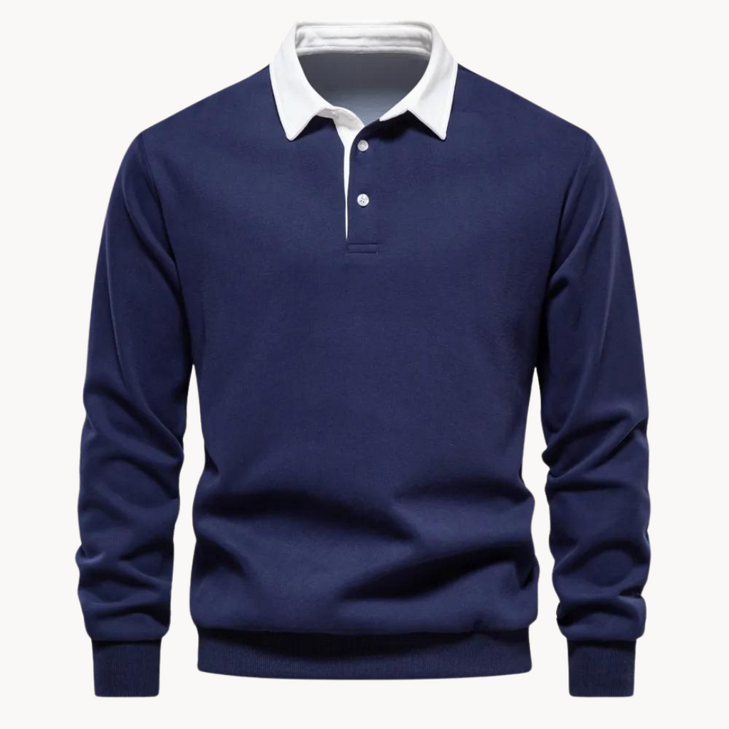 Contrast Collar Polo Sweatshirt