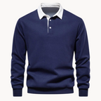 Contrast Collar Polo Sweatshirt