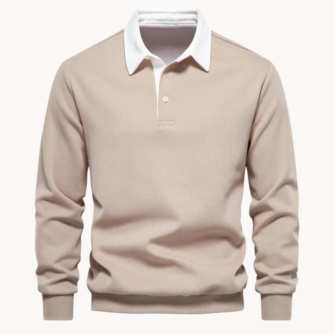 Contrast Collar Polo Sweatshirt