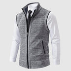 Zip-Front Wool Blend Sweater Vest