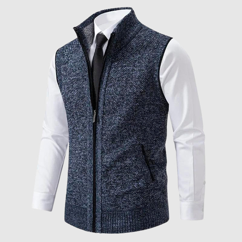 Zip-Front Wool Blend Sweater Vest