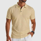 Textured Grid Knit Polo Shirt