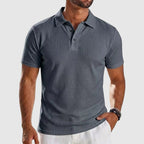 Textured Grid Knit Polo Shirt