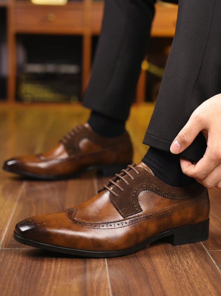Wingtip Brogue Leather Oxford Shoes