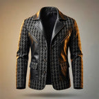 Houndstooth Leather Blazer