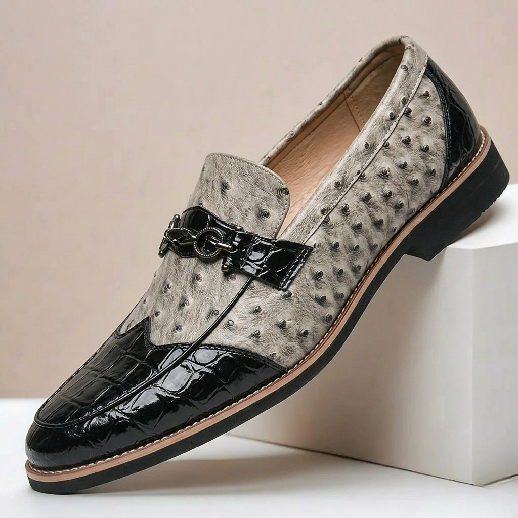 Dual-Tone Leather Slip-On Loafer