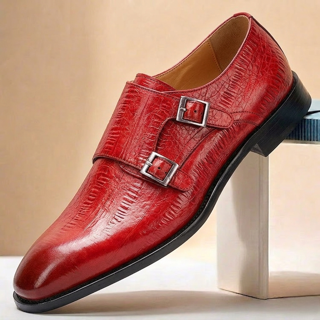 Cowhide Double Monk Shoes