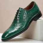 Ostrich-Look Cowhide Dress Shoes