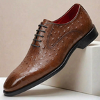 Ostrich-Look Cowhide Dress Shoes
