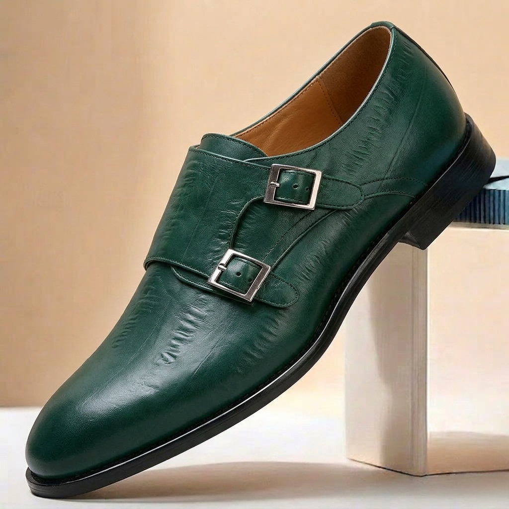 Cowhide Double Monk Shoes