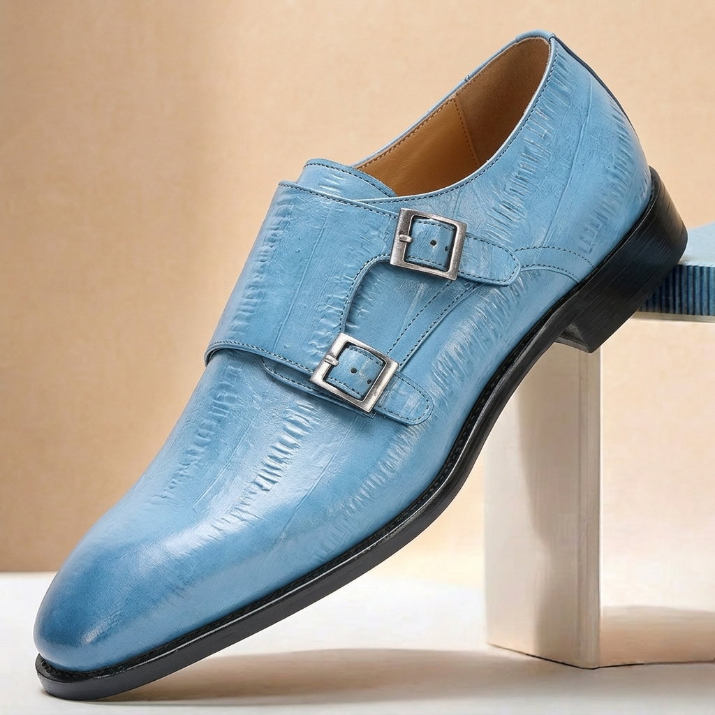Cowhide Double Monk Shoes