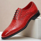 Ostrich-Look Cowhide Dress Shoes