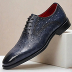 Ostrich-Look Cowhide Dress Shoes