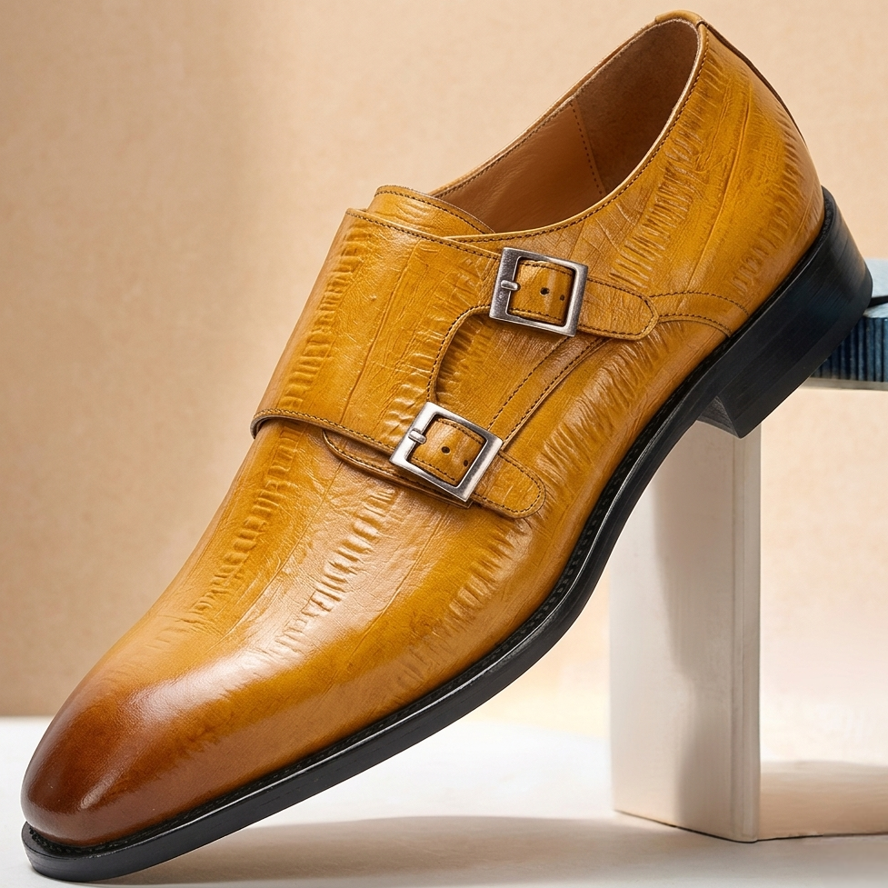Cowhide Double Monk Shoes