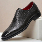 Ostrich-Look Cowhide Dress Shoes
