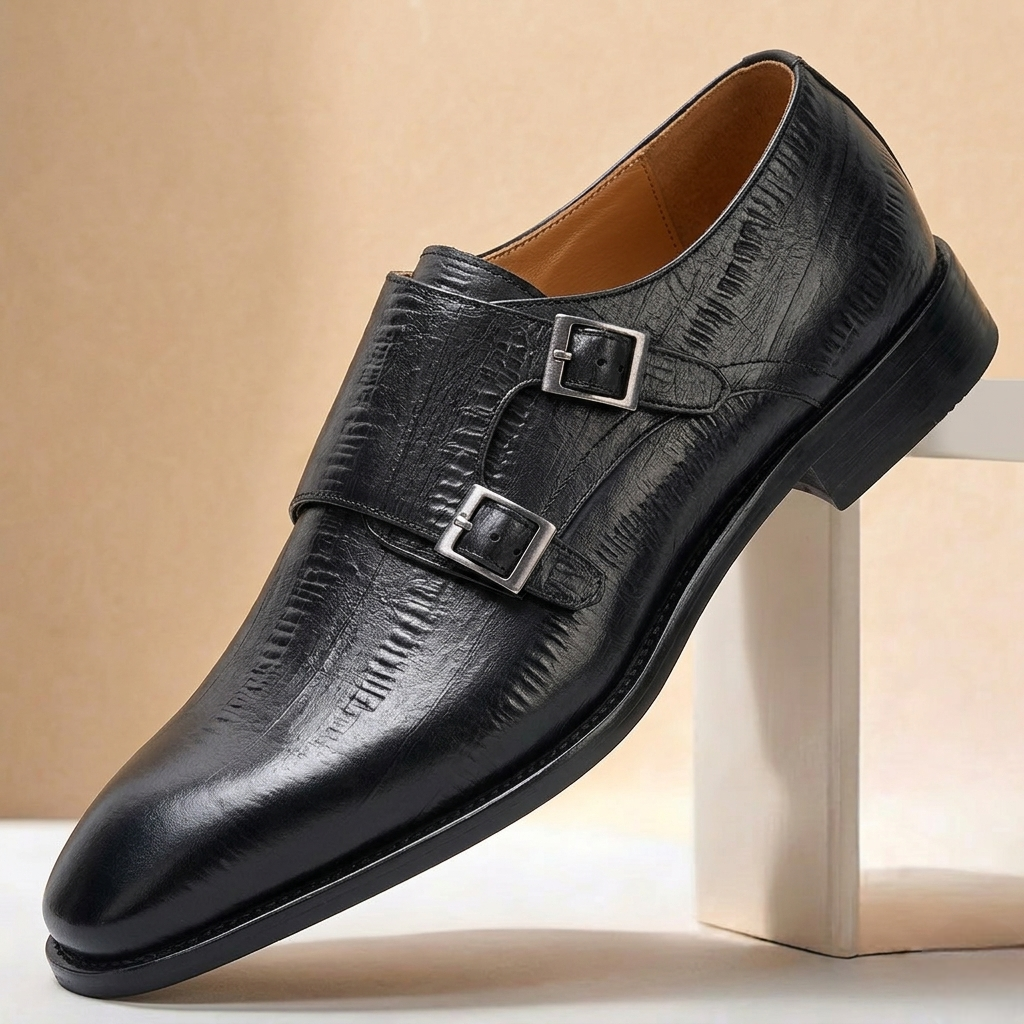 Cowhide Double Monk Shoes