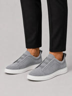 Suede Slip-On Sneakers – Men's Laceless Low-Top Shoes - Secranzo