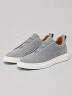 Suede Slip-On Sneakers – Men's Laceless Low-Top Shoes - Secranzo