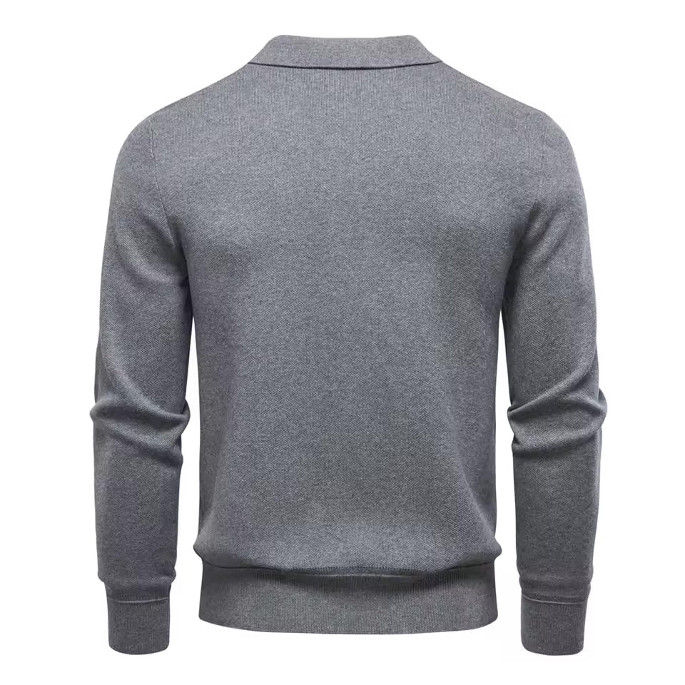 Zip-Up Cotton Knit Cardigan