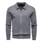 Zip-Up Cotton Knit Cardigan