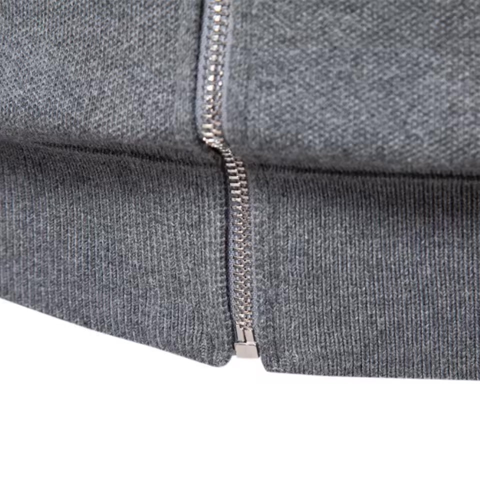 Zip-Up Cotton Knit Cardigan