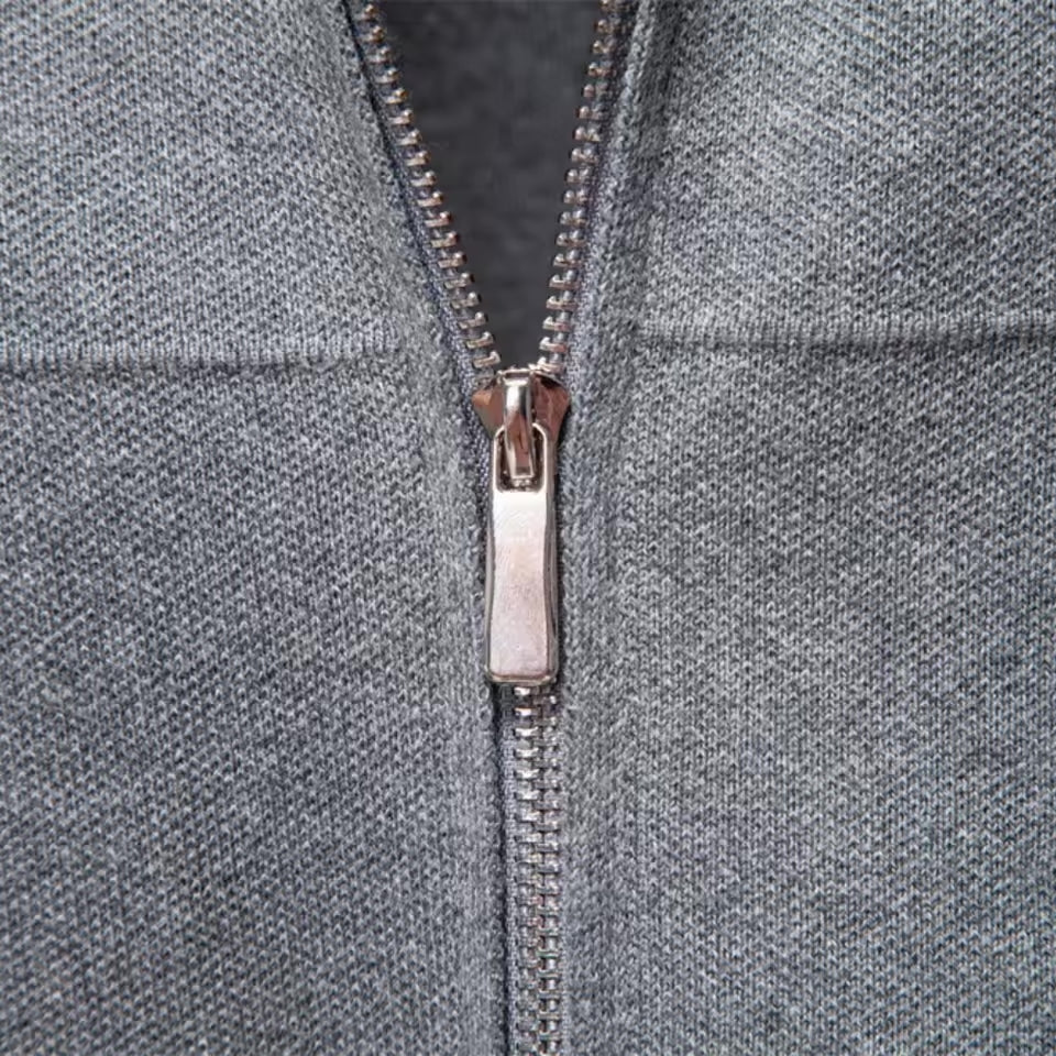 Zip-Up Cotton Knit Cardigan