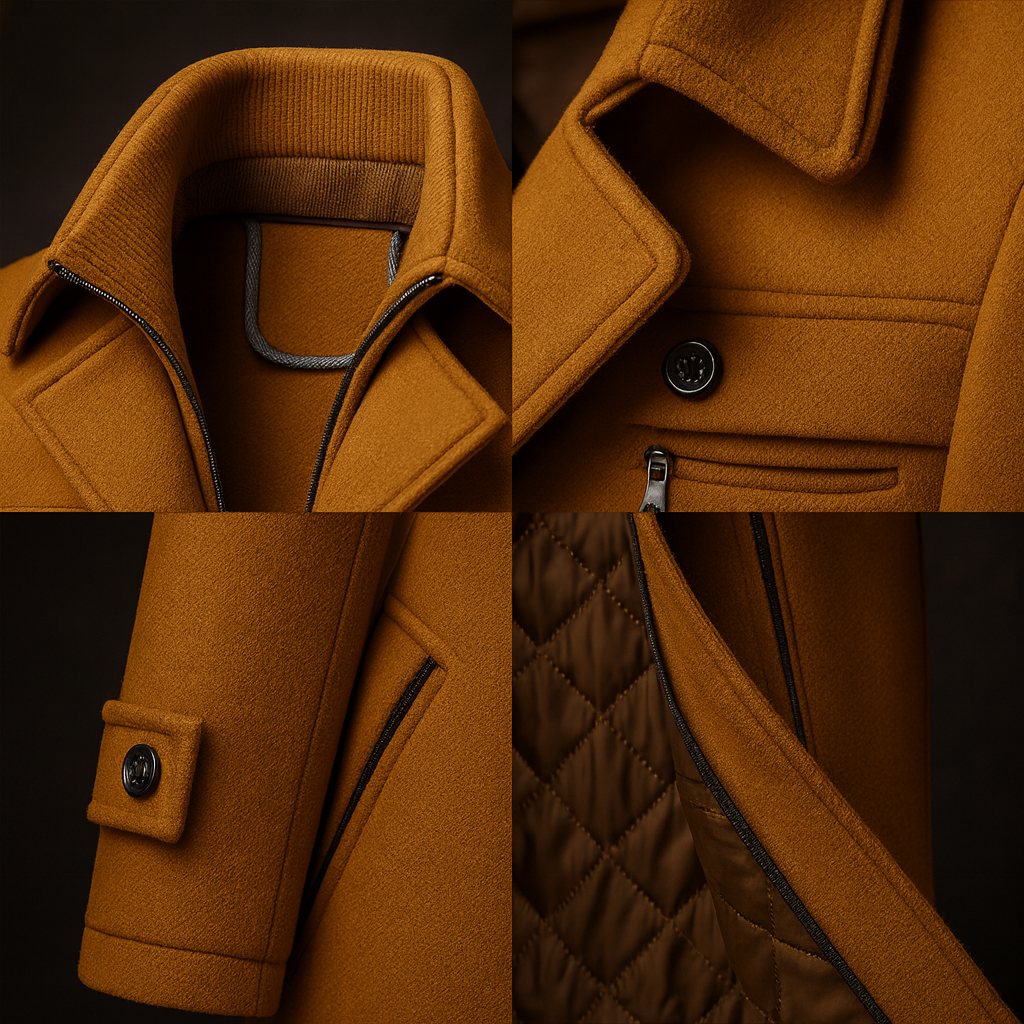Textured Collar Lined Winter Coat