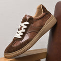 Suede-Accent Genuine Leather Sneakers