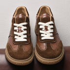Suede-Accent Genuine Leather Sneakers
