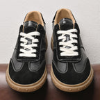 Suede-Accent Genuine Leather Sneakers