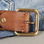 Brass Buckle Leather Belt