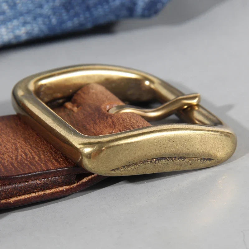Brass Buckle Leather Belt