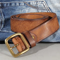 Brass Buckle Leather Belt